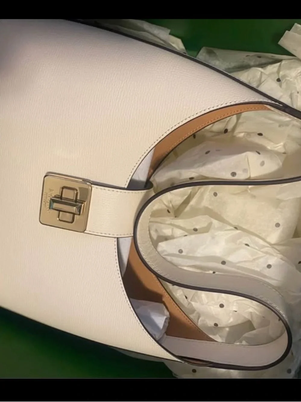 kate spade White Leather Shoulder Bag with Gold Hardware